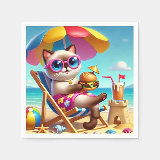 Kat eet hamburger servet (Voorkant)