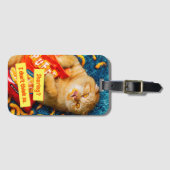 Kat eet kaasfluffen bagagelabel (Voorkant (horizontaal))