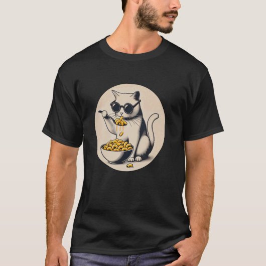 Kat eet Mac and Cheese T-shirt (Voorkant)