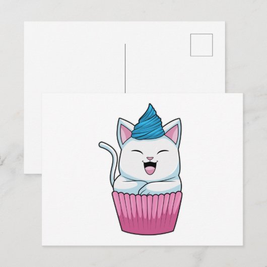 Kat Eet Muffin Briefkaart (Voorkant / Achterkant)