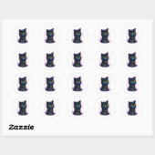 Kat eet noedels. ronde sticker (Vel)