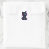 Kat eet noedels. ronde sticker (Tas)