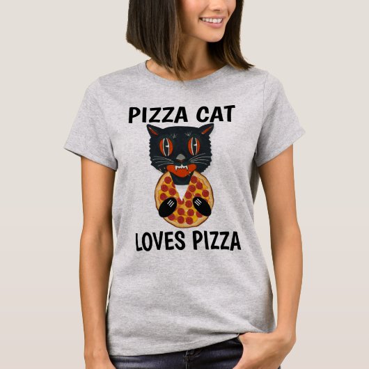 KAT EET PIZZA, Grappige T-shirts (Voorkant)
