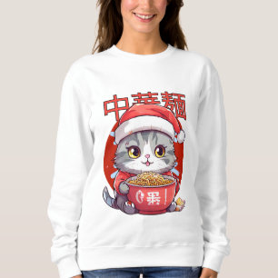 Kat eet ramen noedels trui