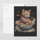 Kat eet Ramen, Wave of Kanawaga Briefkaart (Voorkant / Achterkant)