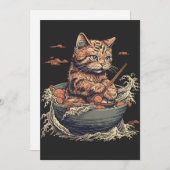 Kat eet Ramen, Wave of Kanawaga Feestdagenkaart (Voorkant / Achterkant)