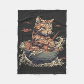Kat eet Ramen, Wave of Kanawaga Fleece Deken (Voorkant)