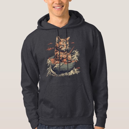 Kat eet Ramen, Wave of Kanawaga Hoodie (Voorkant)