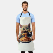 Kat eet spaghetti schort (Gedragen)