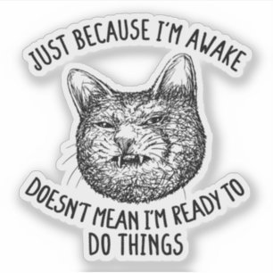 Kat eigenaar gewoon omdat ik wakker kat Humor lief Sticker