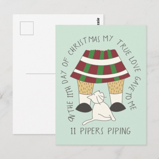 Kat elfde dag 11 Paniepjes voor kerstmis Briefkaart (Voorkant / Achterkant)