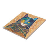 Kat en acolyte abstract marokkaans mozaïekdeel 1 tegeltje (Zijkant)