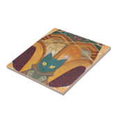 Kat en acolyte abstract marokkaans mozaïekdeel 2 tegeltje (Zijkant)