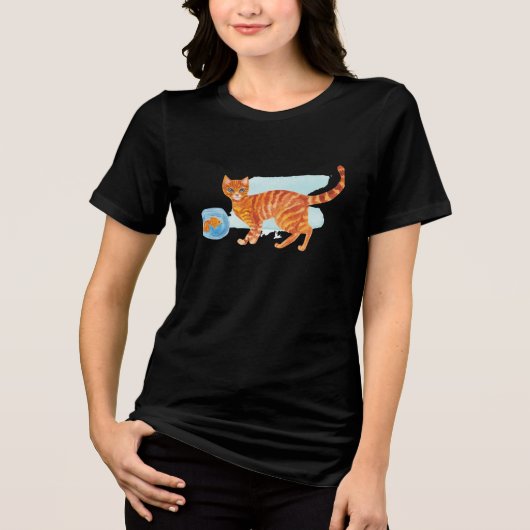 Kat en Aquarium Tri-Blend Shirt (Voorkant)