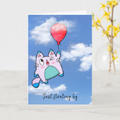 Kat en ballon Hallo Kaart (Gele Bloem)