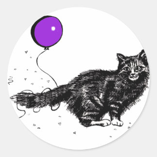 Kat en ballon ronde sticker