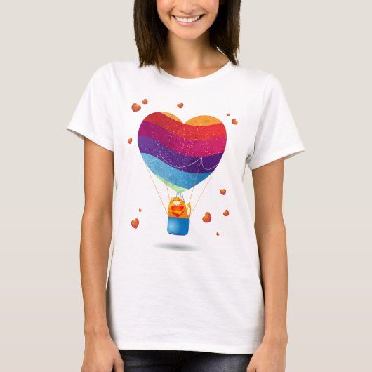 Kat en ballon van de liefde t-shirt (Voorkant)