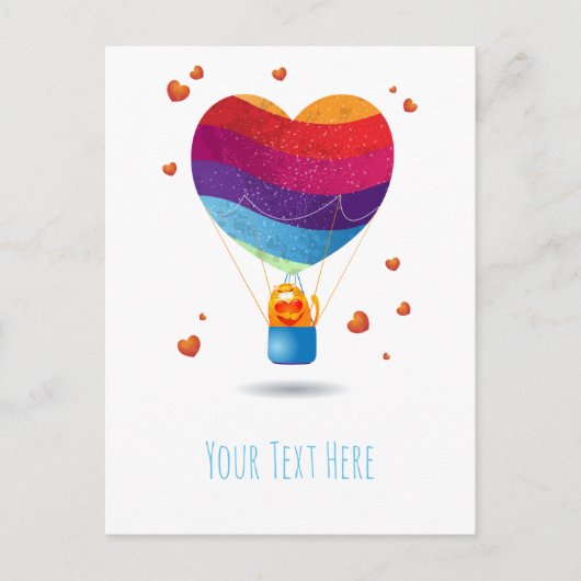 Kat en ballon van het Briefkaart van de Liefde (Voorkant)