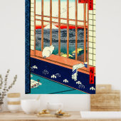 Kat en berg Fuji 1857 Poster (Keuken)