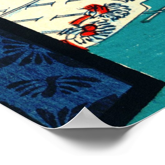 Kat en berg Fuji 1857 Poster (Hoek)