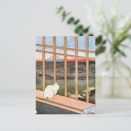 Kat en berg Fuji, Hiroshige Briefkaart (Staand voorkant)