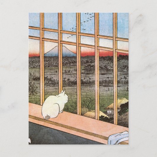 Kat en berg Fuji, Hiroshige Briefkaart (Voorkant)