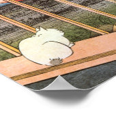 Kat en berg Fuji, Hiroshige Poster (Hoek)