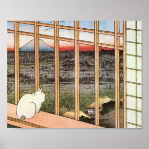 Kat en berg Fuji, Hiroshige Poster