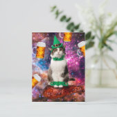 Kat en bier briefkaart (Staand voorkant)