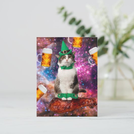 Kat en bier briefkaart (Staand voorkant)