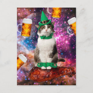 Kat en bier briefkaart