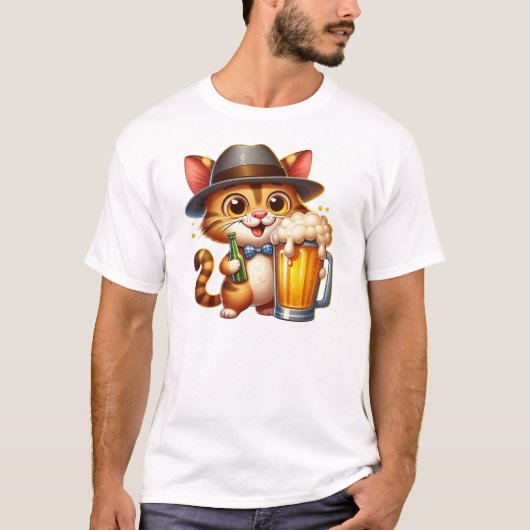 Kat en bier Clipart Design-85244 T-shirt (Voorkant)