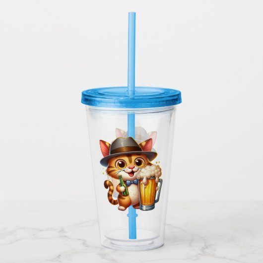 Kat En Bier Clipart Ontwerp-85244 Acryl Drinkbeker (Voorkant)