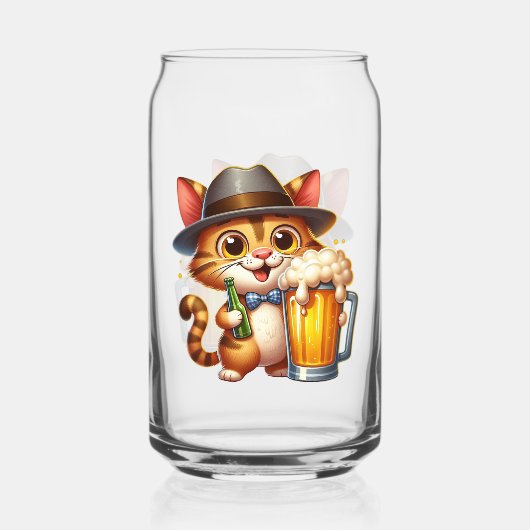 Kat En Bier Clipart Ontwerp-85244 Blikvorm Glas (Voorkant)