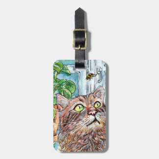 Kat en bijen bagagelabel