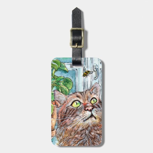 Kat en bijen bagagelabel (Voorkant verticaal)
