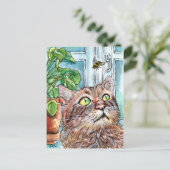 Kat en bijen briefkaart (Staand voorkant)