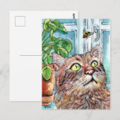 Kat en bijen briefkaart (Voorkant / Achterkant)