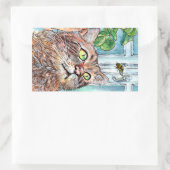 Kat en bijen rechthoekige sticker (Tas)