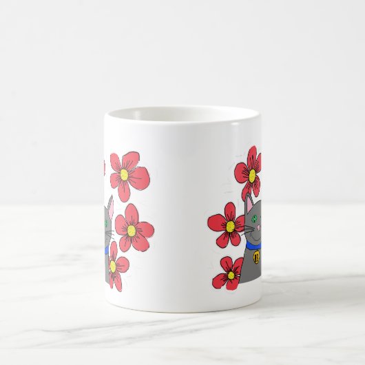 Kat en bloem Kat en bloem Aanpassen met eigen init Koffiemok (Center)