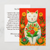  kat en bloemen bedankkaart (Voorkant / Achterkant)