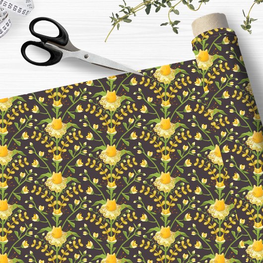 Kat en bloemen Bloemen Stof