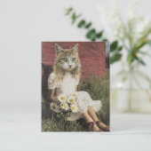 Kat en bloemen briefkaart (Staand voorkant)