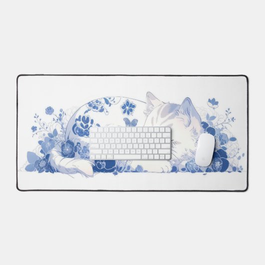 kat en bloemen bureaumat (Keyboard & Muis)