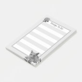 Kat en bloemen in grijze hades post-it® notes (Schuin)