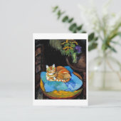 Kat en bloemen in Vase, Suzanne Valadon Briefkaart (Staand voorkant)