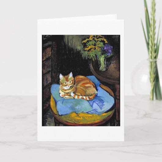 Kat en bloemen in Vase, Suzanne Valadon Kaart (Voorkant)