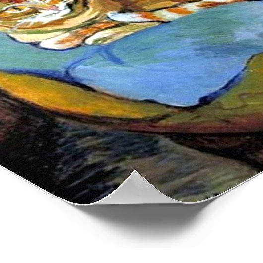 Kat en bloemen in Vase, Suzanne Valadon Poster (Hoek)