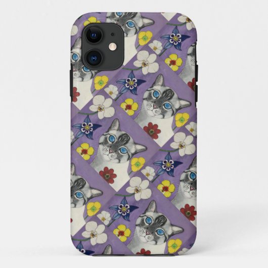 Kat En Bloemen iPhone / iPad hoesje (Achterkant)