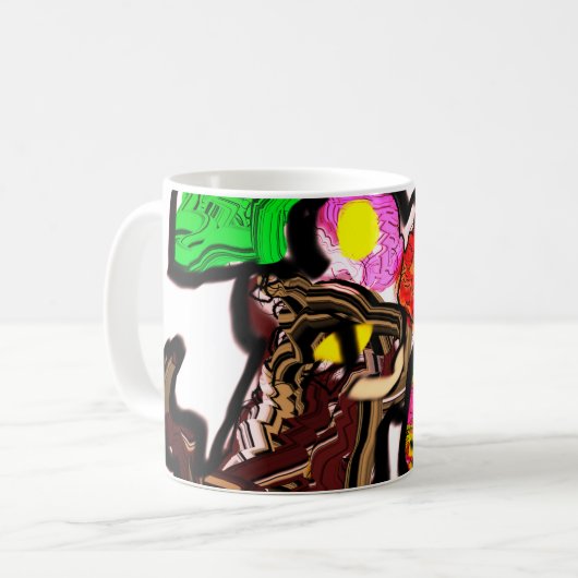 Kat en bloemen koffiemok (Voorkant links)